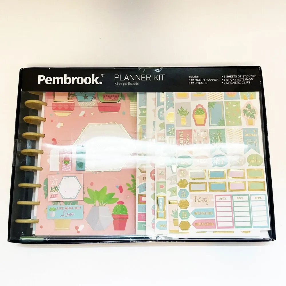 Pembrook Planner Kit 12 Month Planner Stickers Dividers Clips Notes New DIY